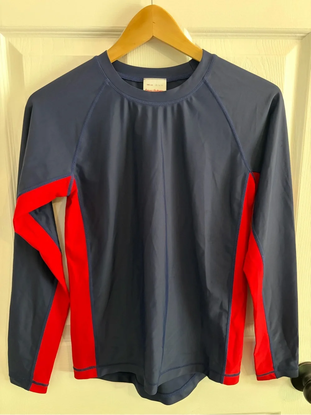 Hanna Andersson Navy and Red Long-Sleeve Rashguard Swim Top - Size 14
